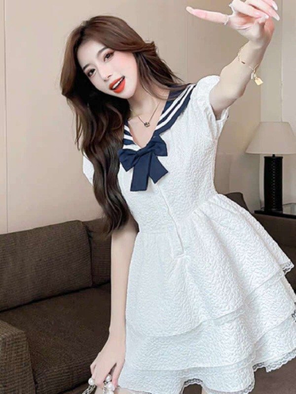 Producto - Vestido blanco marinero