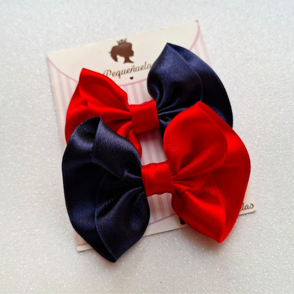 Producto - Moños Nina Combinados Rojo y Azul Marino