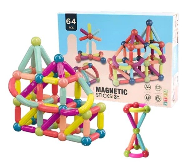 Producto - Juego magnetico barras y esferas 64 piezas