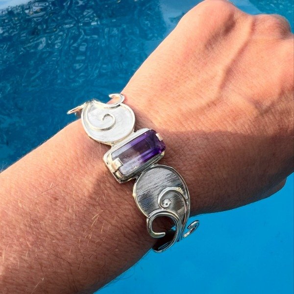 Producto - PULSERA RIGIDA AMATISTA BICOLOR