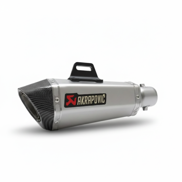 Producto - Caño de Escape Silenciador de Moto Tipo Akrapovic Universal 51mm - Plata