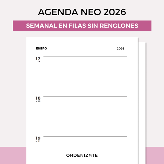 Producto - AGENDA NEO 2026 (semanal en filas sin renglones)