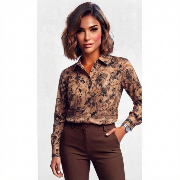 Producto - Camisa Saten Tierra. Talle 46/48(5-6) - 1