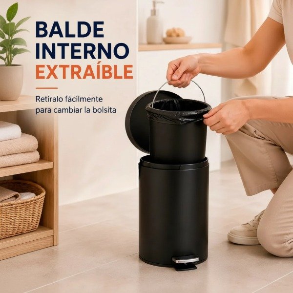 Producto - CESTO DE ACERO INOX DE RESIDUOS A PEDAL CIERRE SUAVE 3LTS - 2