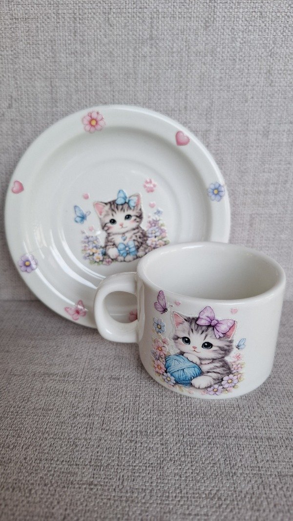 Producto - Tacita con plato gatitos - 2