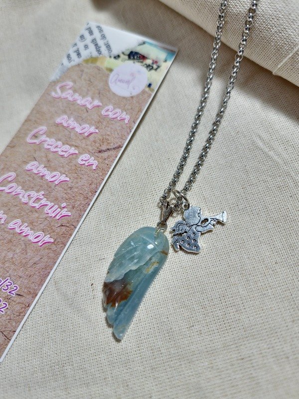 Producto - Collar Alita de Onix cielo con Ángelito