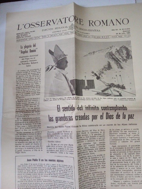 Producto - L Osservatore romano Edición española #1021 - Julio 1988