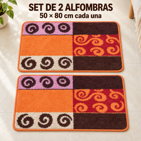 Producto - SET DE 2 ALFOMBRAS PIE DE CAMA GRUESAS 50X80CM ART DECO - 1