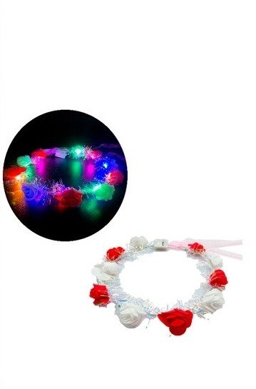 Producto - Corona de Flores Goma Eva con Luces Roja y Blanca