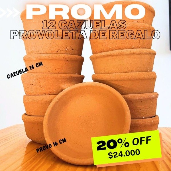 Producto - SET DE 12 CAZUELAS REDONDAS + PROVOLETERA DE REGALO
