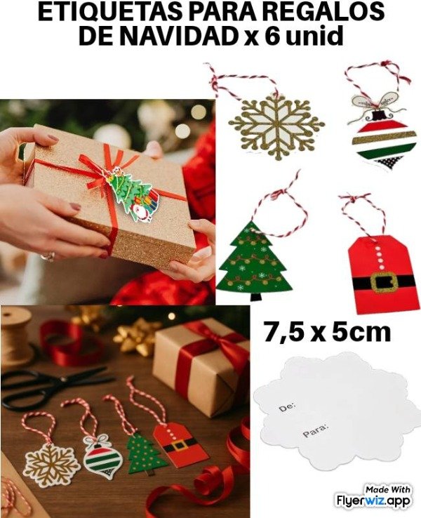 Producto - Tags etiqueta de navidad x 6 unid