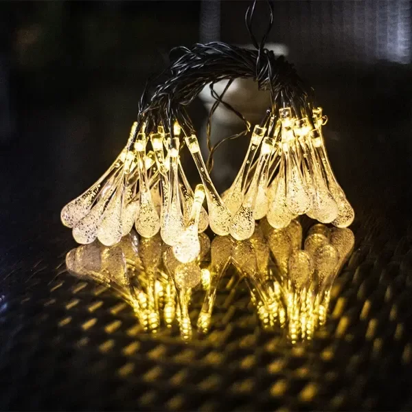 Producto - Guirnalda Luces Solar Gota Grande 80Led 10Mts Luz Cálida - 3