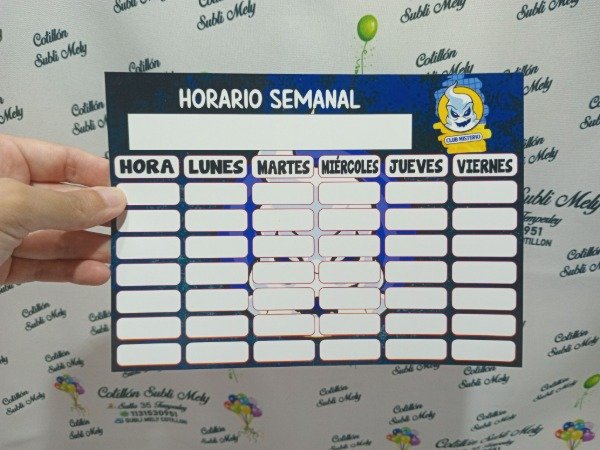 Producto - HORARIO SEMANAL 20X14 CM INCLUYE FOLIO