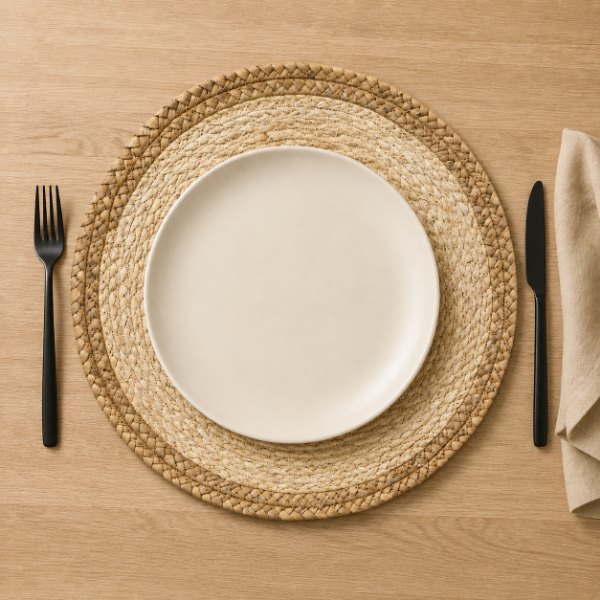 Producto - Plato de Sitio Redondo de Fibra Natural con Borde Trenzado 38 cm - 3