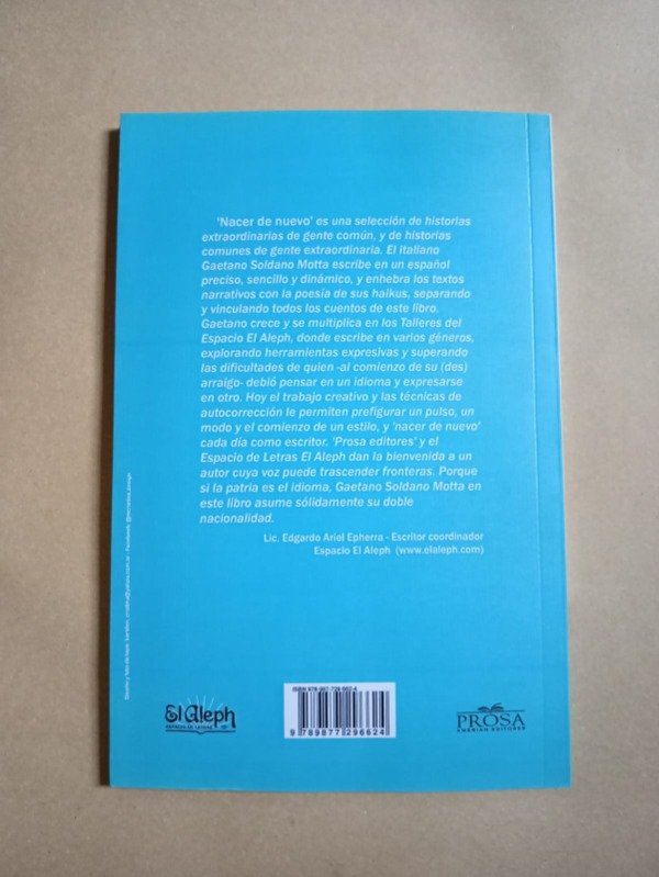 Producto - Nacer de nuevo - Gaetano Soldano Motta - Prosa 2022 - 1