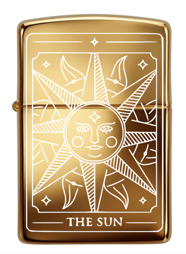 Producto - ENCENDEDOR RECARGABLE A BENCINA TAROT THE SUN NEGRO MATE - 4