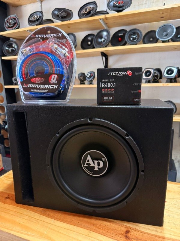 Producto - COMBO SUB 12" AUDIOPIPE 300RMS + POTE STETSOM 400.1 BASS + CABLES + CAJON