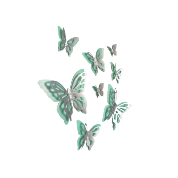 Producto - Mariposa 3D en cartulina color verde agua y plateado