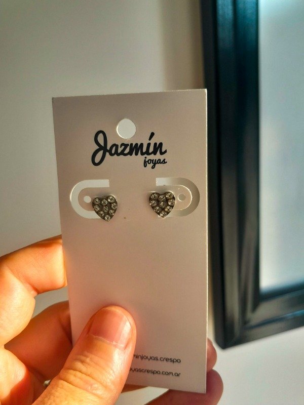 Producto - Aros Pasantes Mini Corazón Strass