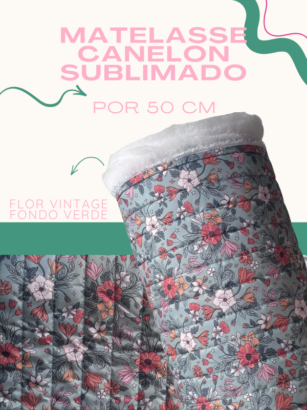 Producto - CANELÓN - FLOR VINTAGE VERDE X 50 CM
