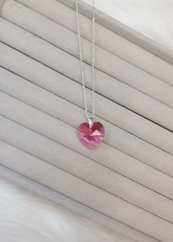 Producto - CONJUNTO CORAZON CRISTAL ROSA