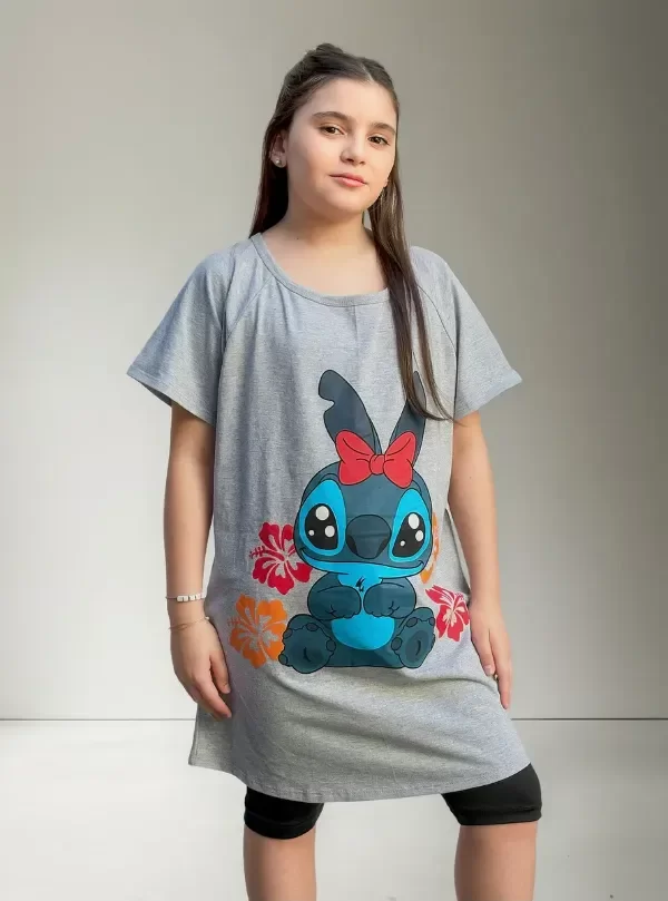Producto - Remeron Stitch Flores Gris