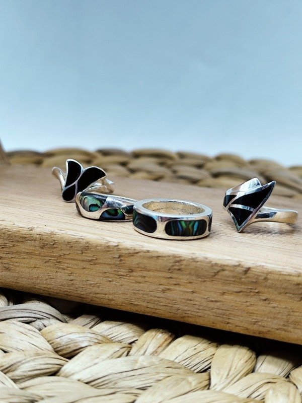 Producto - Anillos Mix Nácar Tornasol y negro