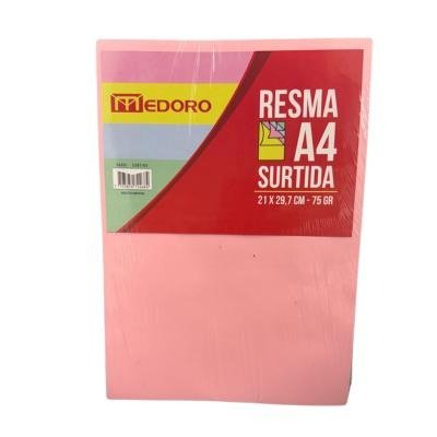 Producto - RESMA PAPEL MEDORO 4 COLORES T/A4 75 GRS.EST.X 100 HJS