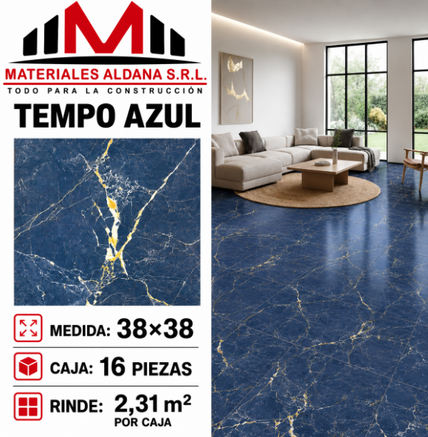 Producto - Cerámica Tempo Azul 38x38 (16 piezas) Caja 2.31 m2 - 2