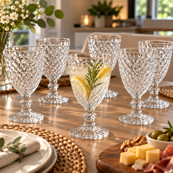 Producto - Set de 6 copas Diamante Labradas transparentes 315 Ml - 1