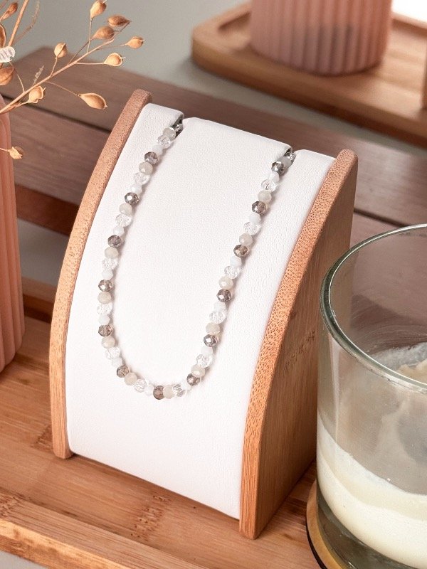 Producto - collar cristales beig/bla/gris ac quirg