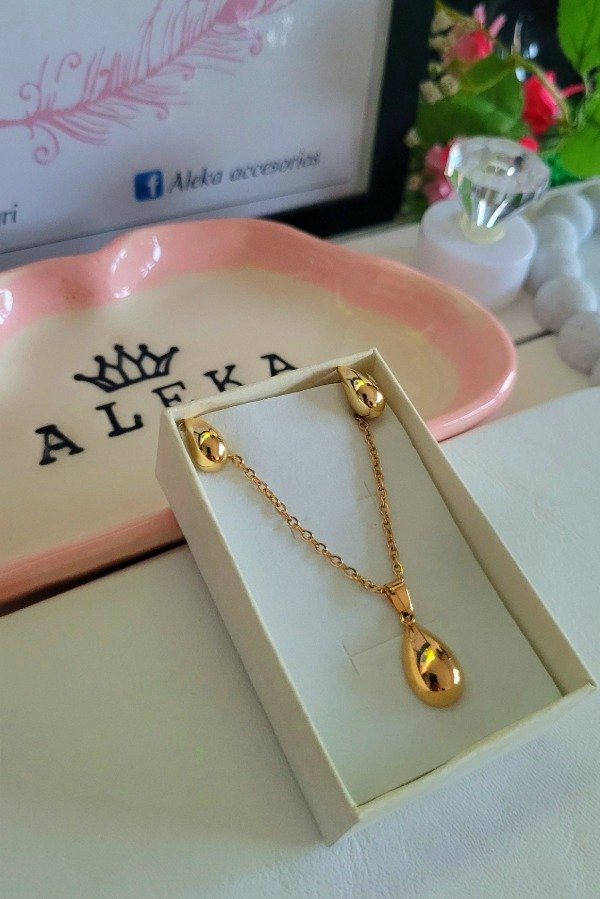 Producto - Conjunto gota de acero dorado - 2