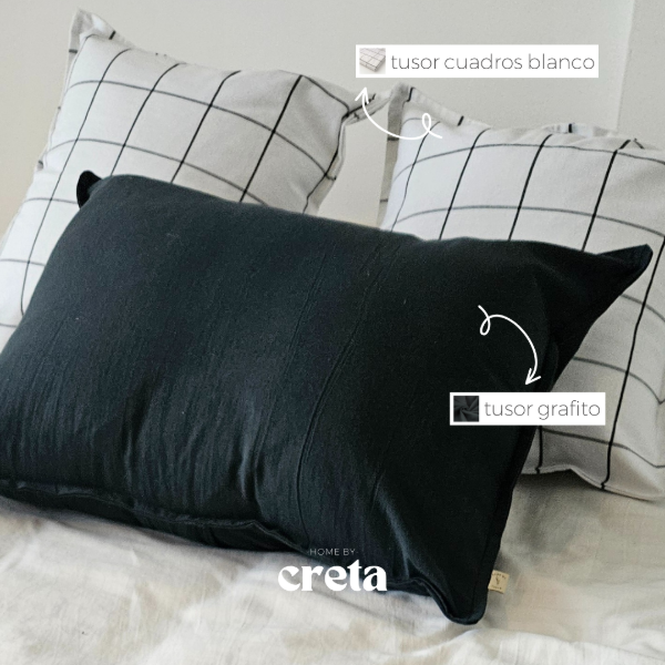 Producto - Funda Almohadón Tusor Liso Gris Oscuro