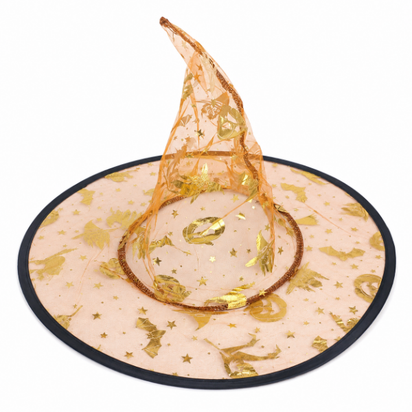Producto - Sombrero de bruja tul con detalles dorados