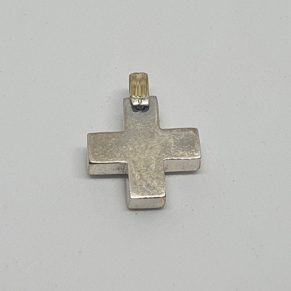 Producto - Dije Cruz Grande Plata y Oro AM370 23mm