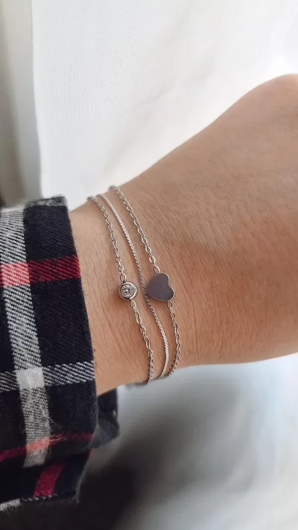 Producto - Pulsera triple strass y corazon chato AQ