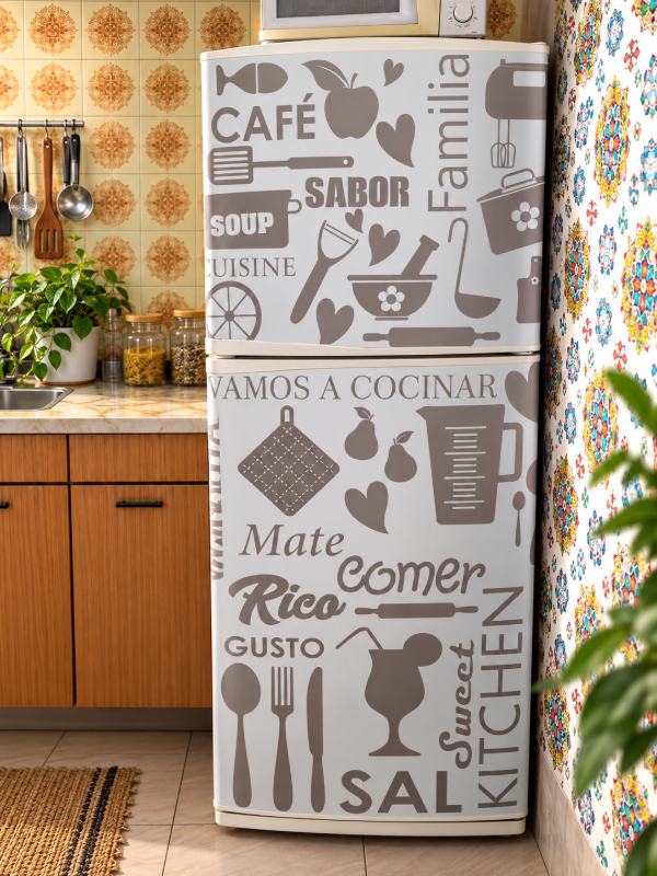 Producto - Vinilo impreso heladera menu celeste