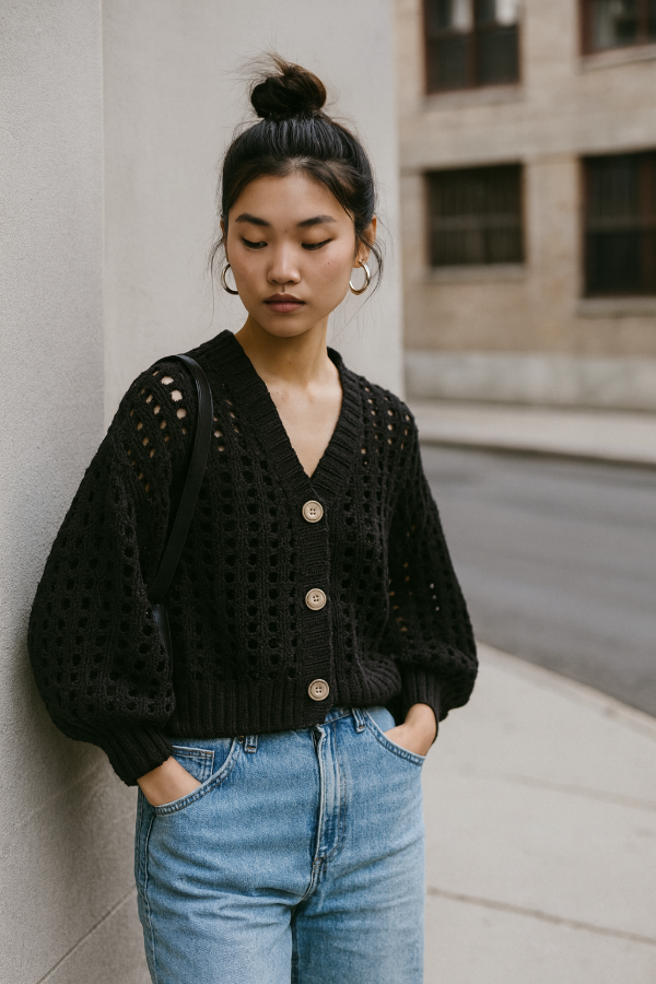 Producto - Saco calado oversize negro