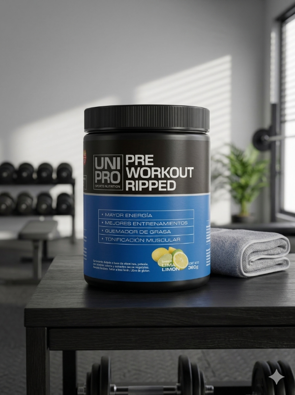 Producto - Pre Workout Ripped Unipro 360g Energía + Enfoque + Óxido Nítrico