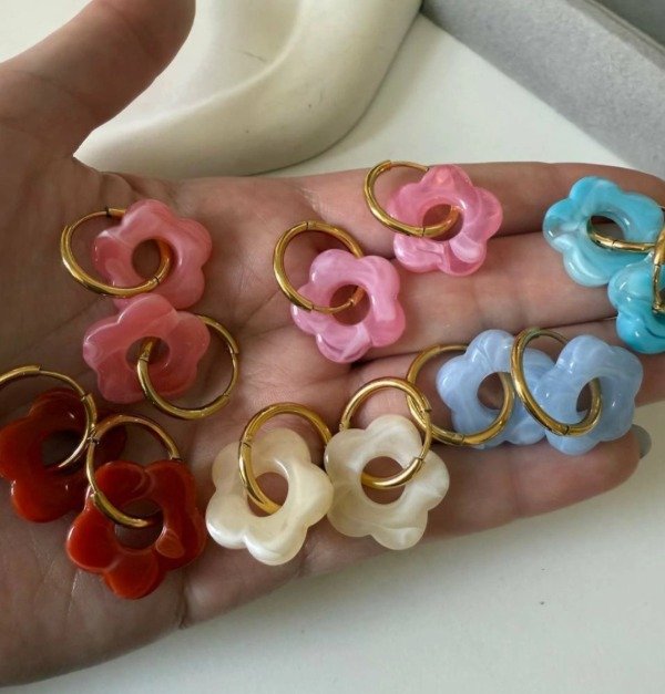 Producto - Argollas Flor Celeste Gold