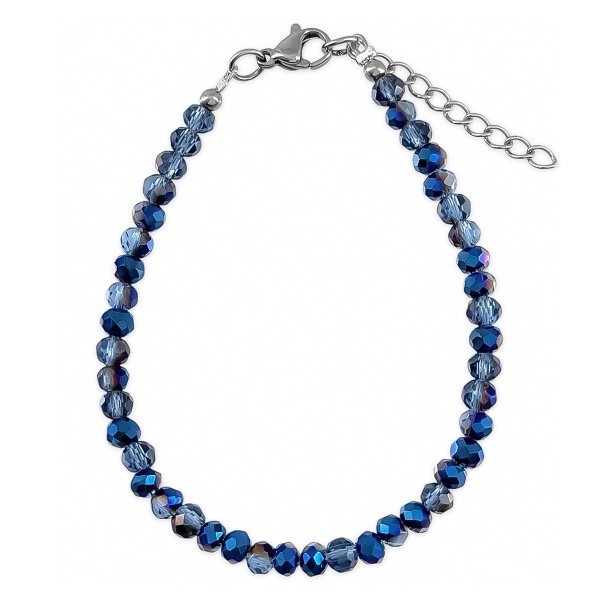 Producto - Pulsera de cristal checo y acero quirúrgico - 4mm - Azul marino tornasol