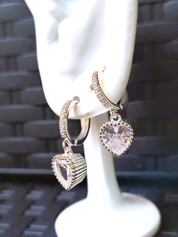 Producto - Argollas gruesas corazon - Acero blanco