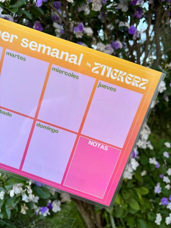 Producto - PLANNER SEMANAL PARA HELADERA (ROSA Y AMARILLO)