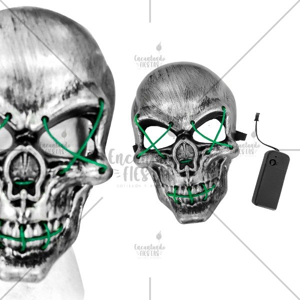 Producto - Mascara Esqueleto Luz Led Plastico Halloween Disfraz