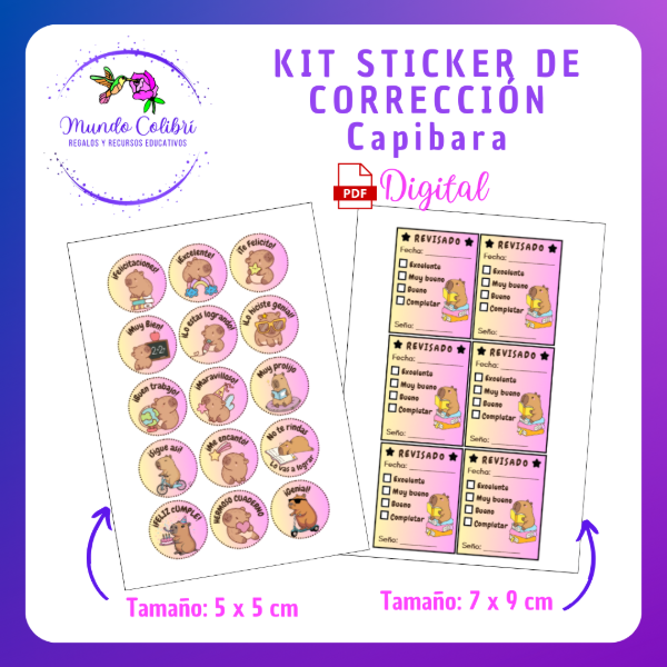 Producto - Kit Sticker de Corrección: Capibara (Archivo Digital)