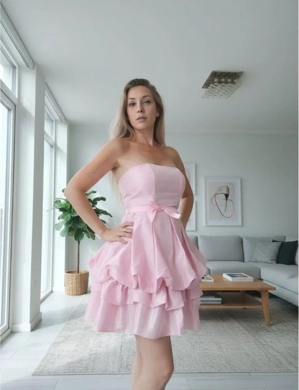 Producto - Vestido corto globo straples - 0