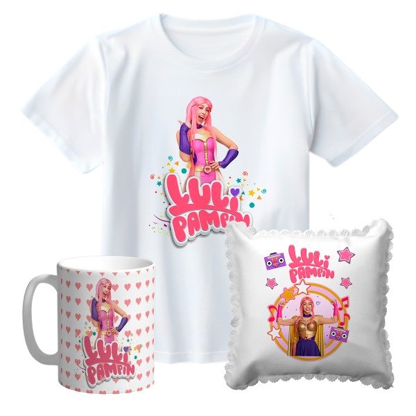 Producto - Remeras Niños Combo con Taza Plástica y Almohadon:  LULI PAMPIN