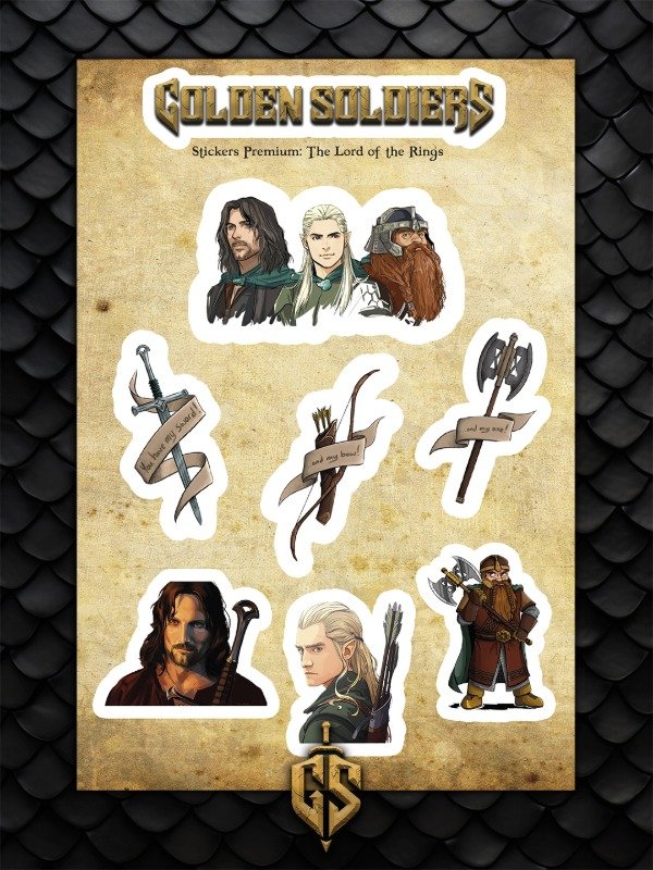 Producto - Stickers Aragorn Legolas y Gimli - El Señor de los Anillos