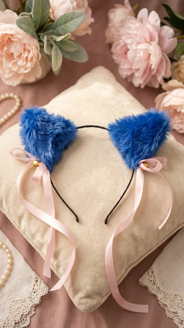 Producto - vincha neko cascabel peluche azul