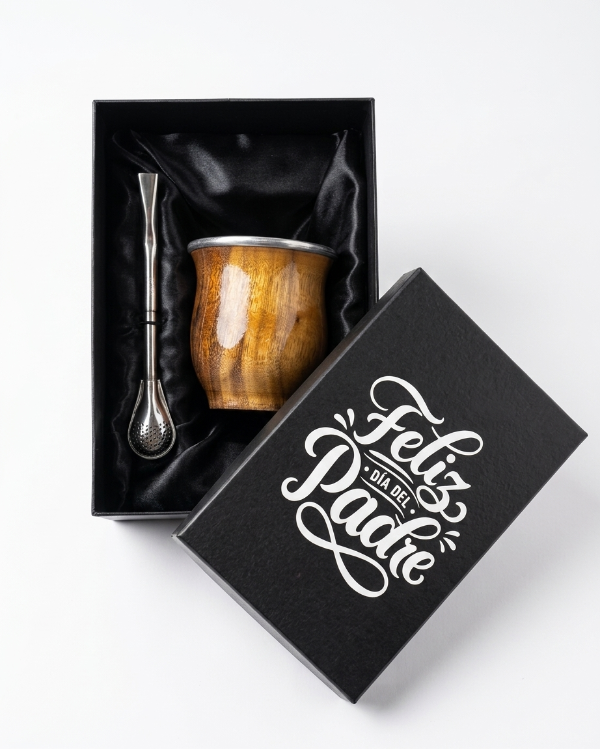 Producto - Mate Camionero Grabado con Bombilla PDL y Caja de Regalo Personalizada